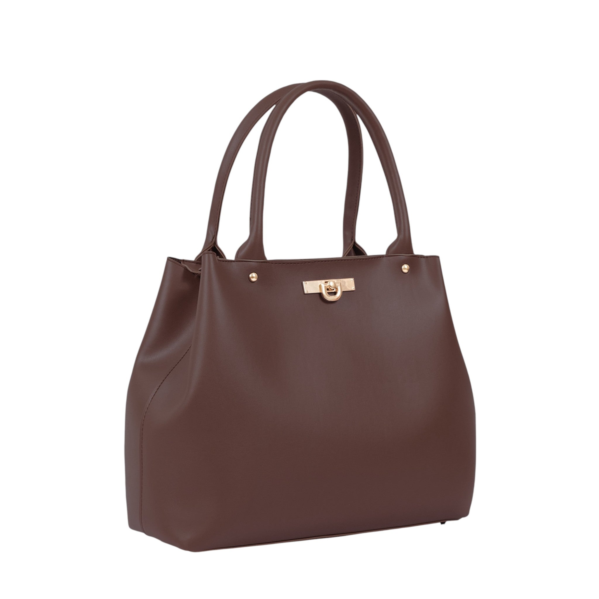 Luxe Crush Dark Brown Zipper With Short Handle Bag