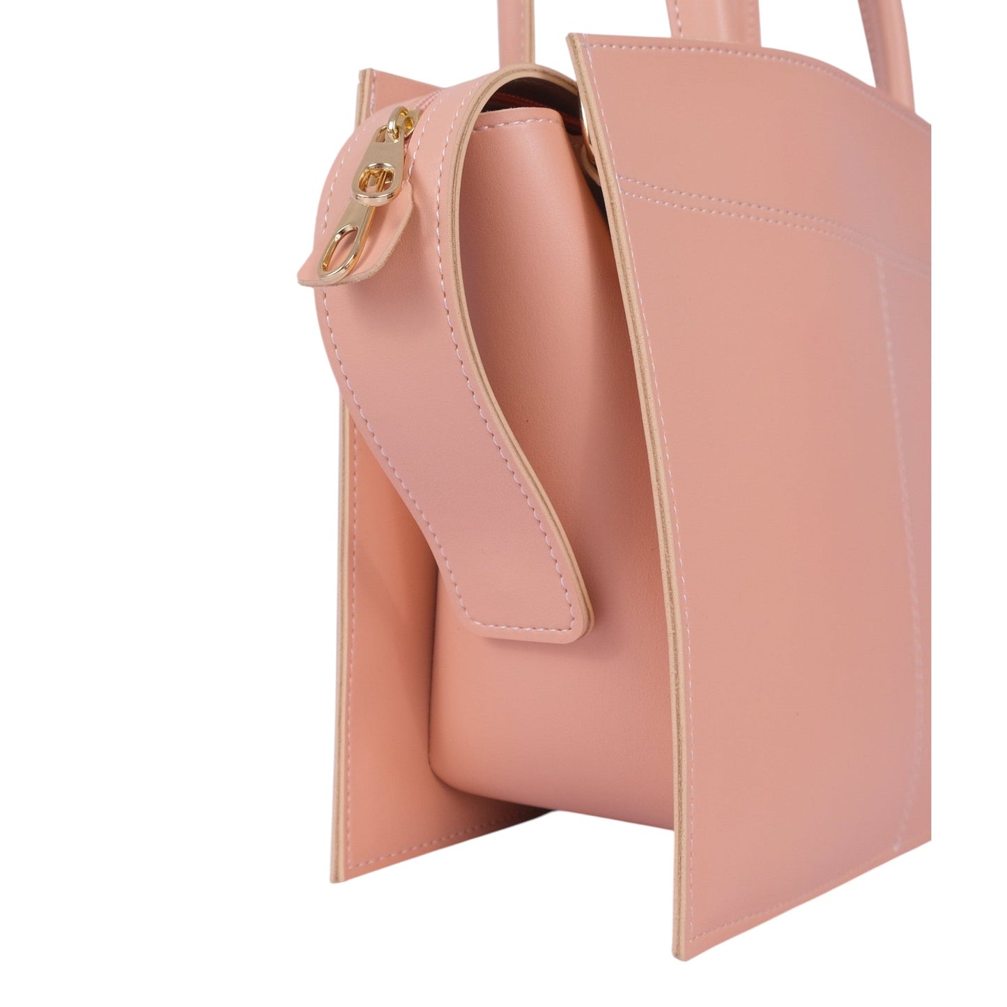 Faux Leather Pink Trapeze Top-Handle Bag