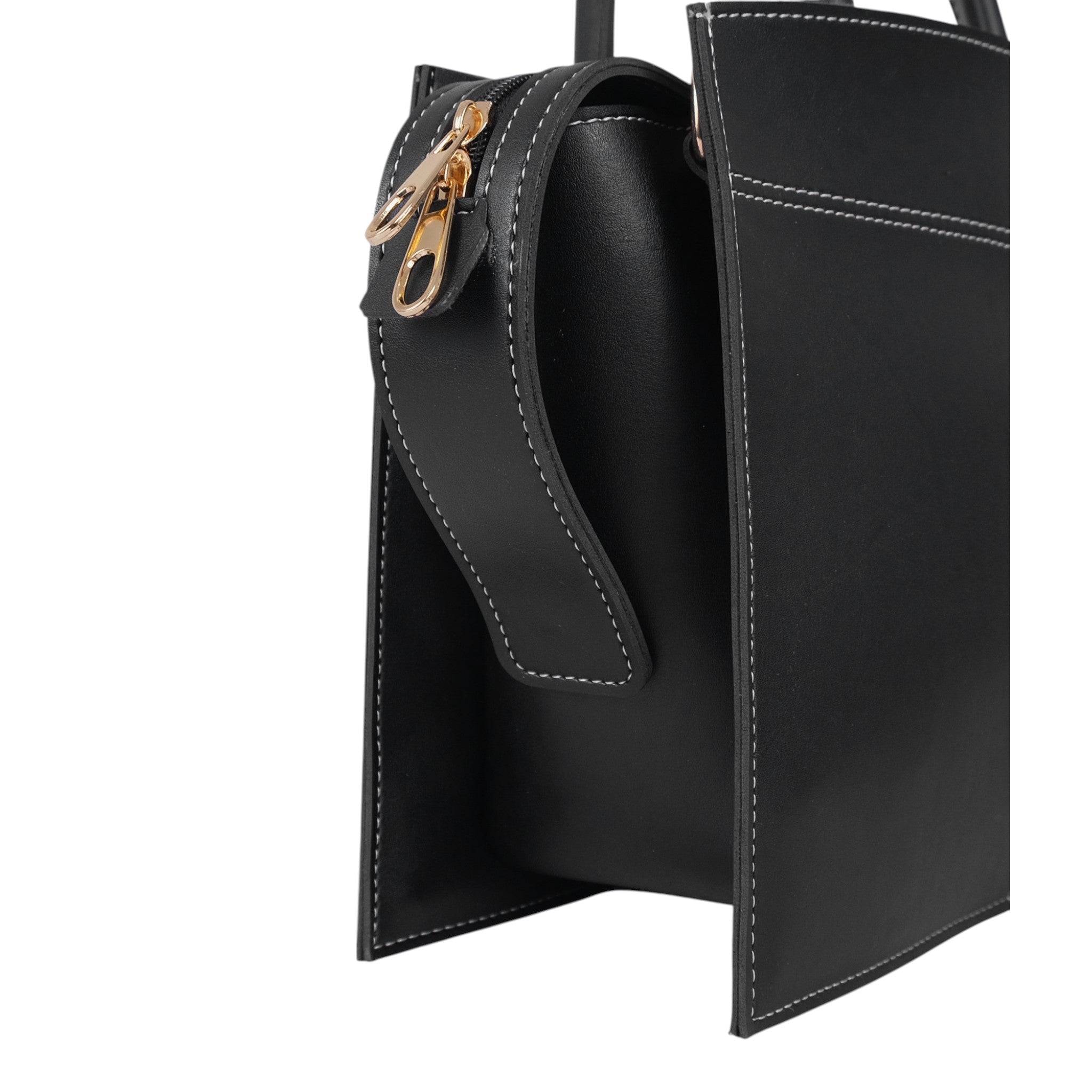 Luxe Crush Black Trapeze Top-Handle Bag