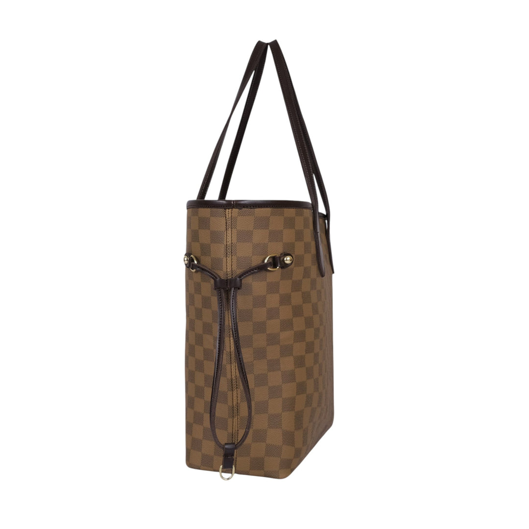Brown Checkered Never full Tote Bag With Zipper Pocket