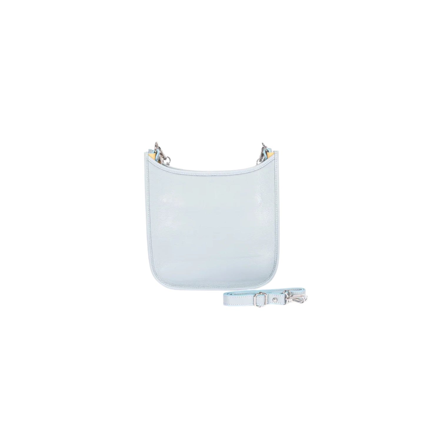 Powder Blue Leather Women's Handbag with Chain Shoulder Strap