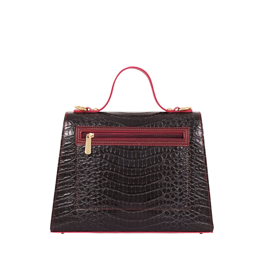 Dark Brown Crocodile Cross-Body Bag With Top-Handle