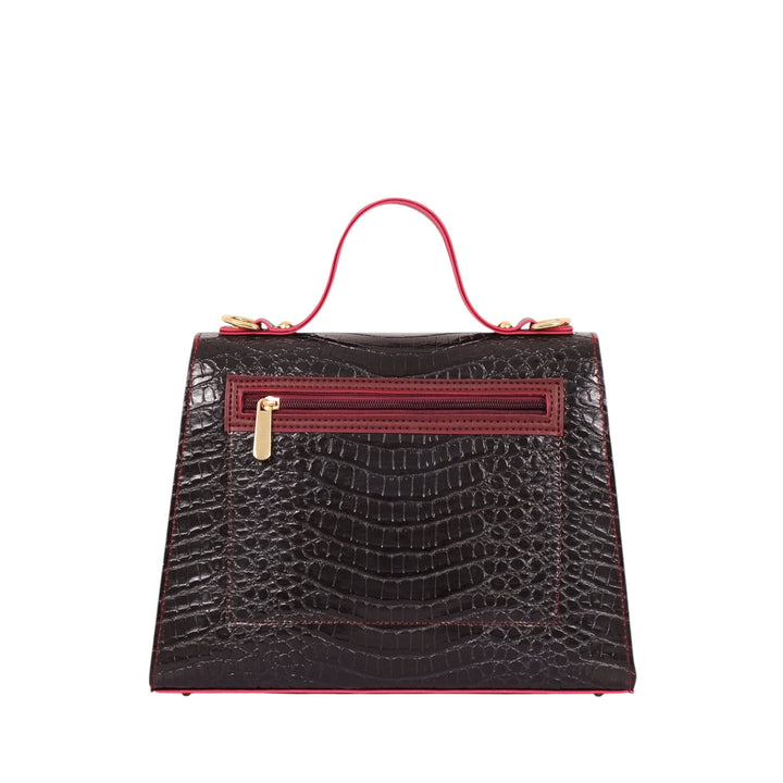 Dark Brown Crocodile Cross-Body Bag With Top-Handle