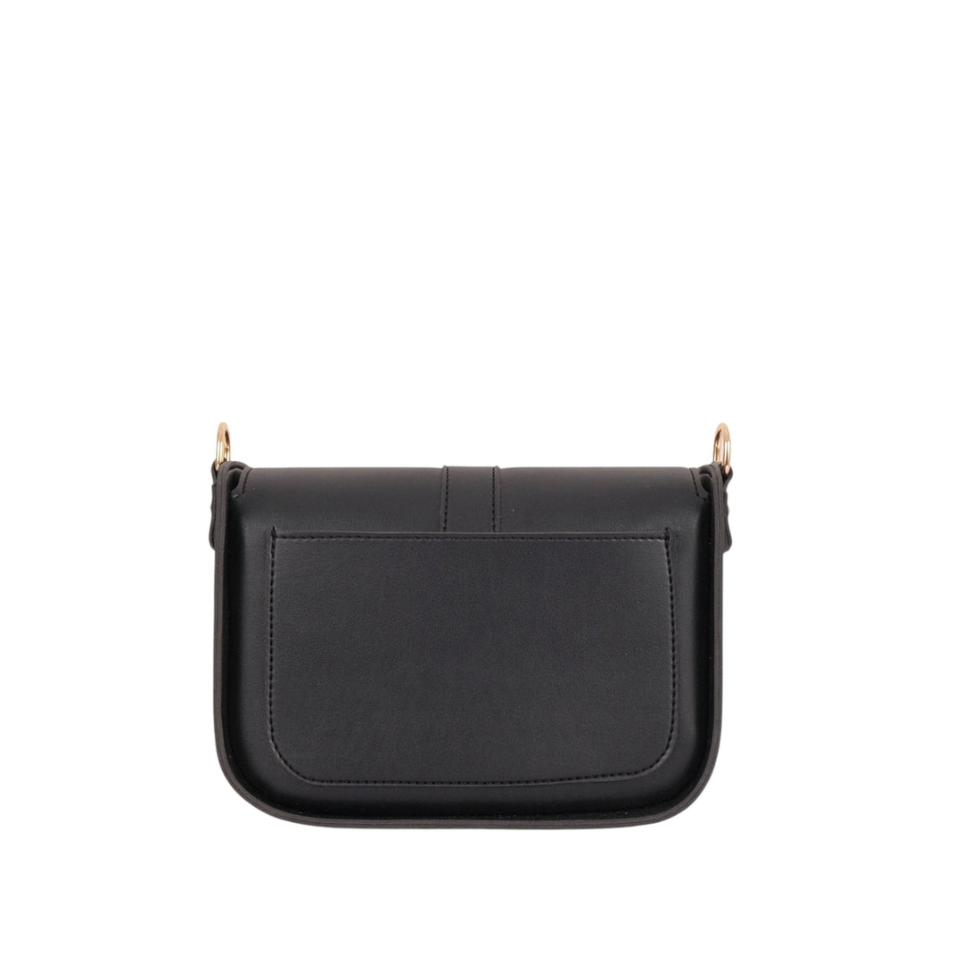 Black Faux Leather Along With Saddle Buckle Bag