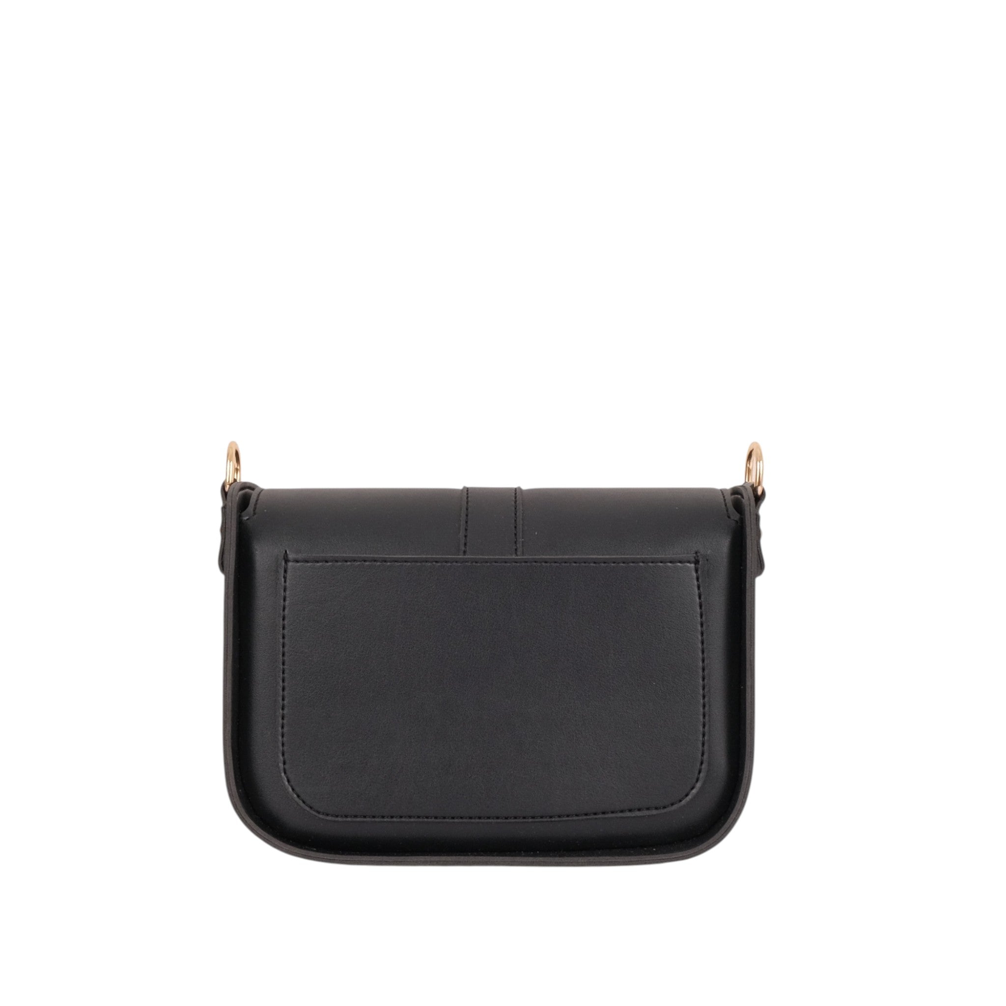 Luxe Crush Black Faux Leather Along With Saddle Buckle Bag