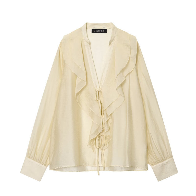 Luxe Crush Style New Fashionable Layered Decorative Bow Blouse