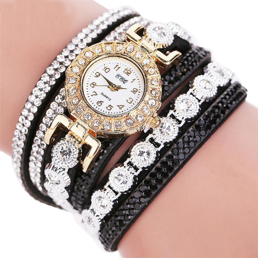 Luxe Crush Relogio masculino Women Quartz Women PU Leather Rhineston Bracelet Watches