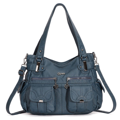 Soft Leather Portable Messenger Bag Crossbody Bags For Women Zipper Pocket