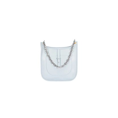 Powder Blue Leather Women's Handbag with Chain Shoulder Strap