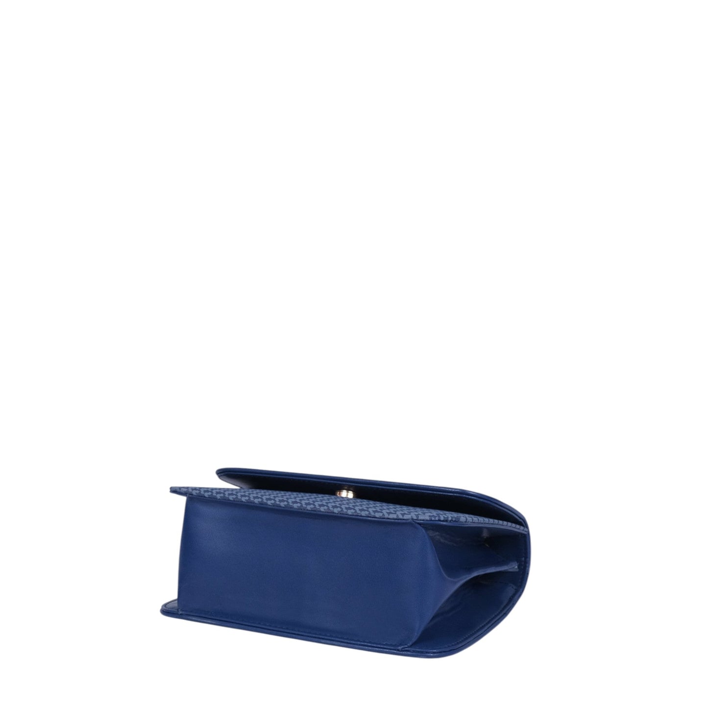 Blue Faux Leather Houndstooth Chain Cross-Body Bag