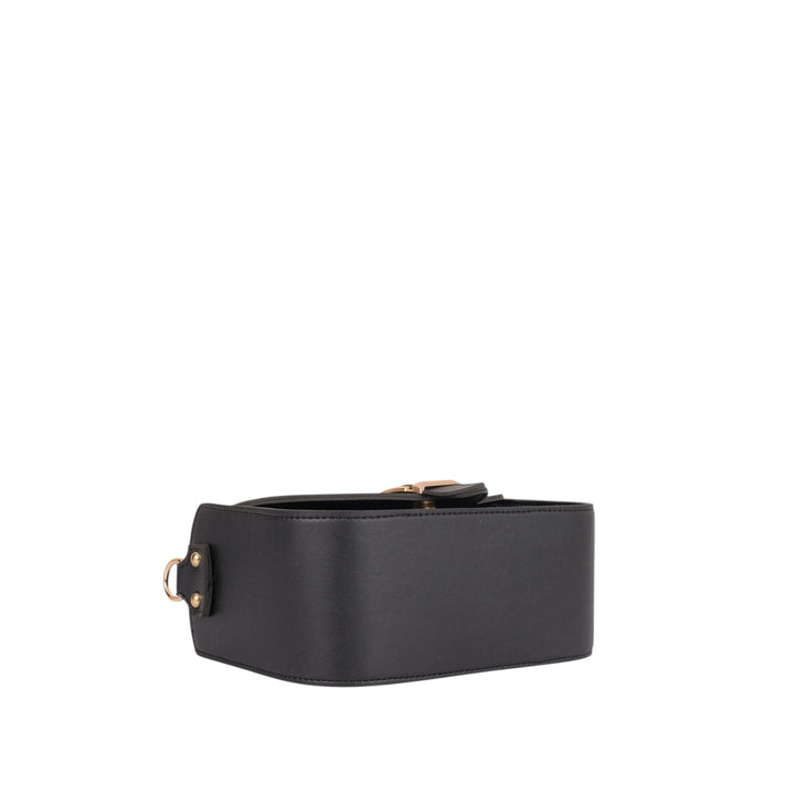 Black Faux Leather Along With Saddle Buckle Bag