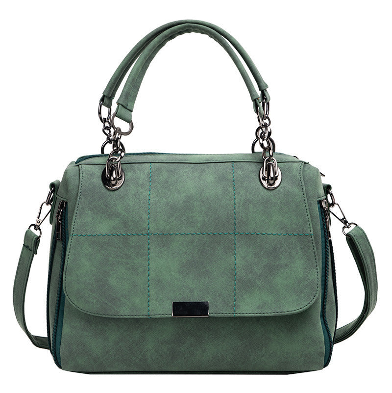 Scrub Female Shoulder Bags Large Capacity Matcha Green PU Leather