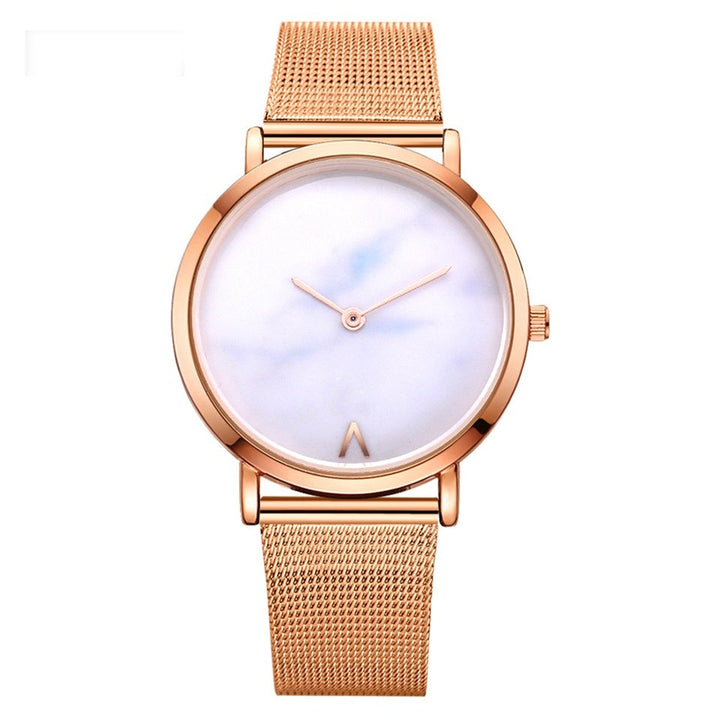 Silver and Gold mesh band creative marble wristwatch casual women quartz watches