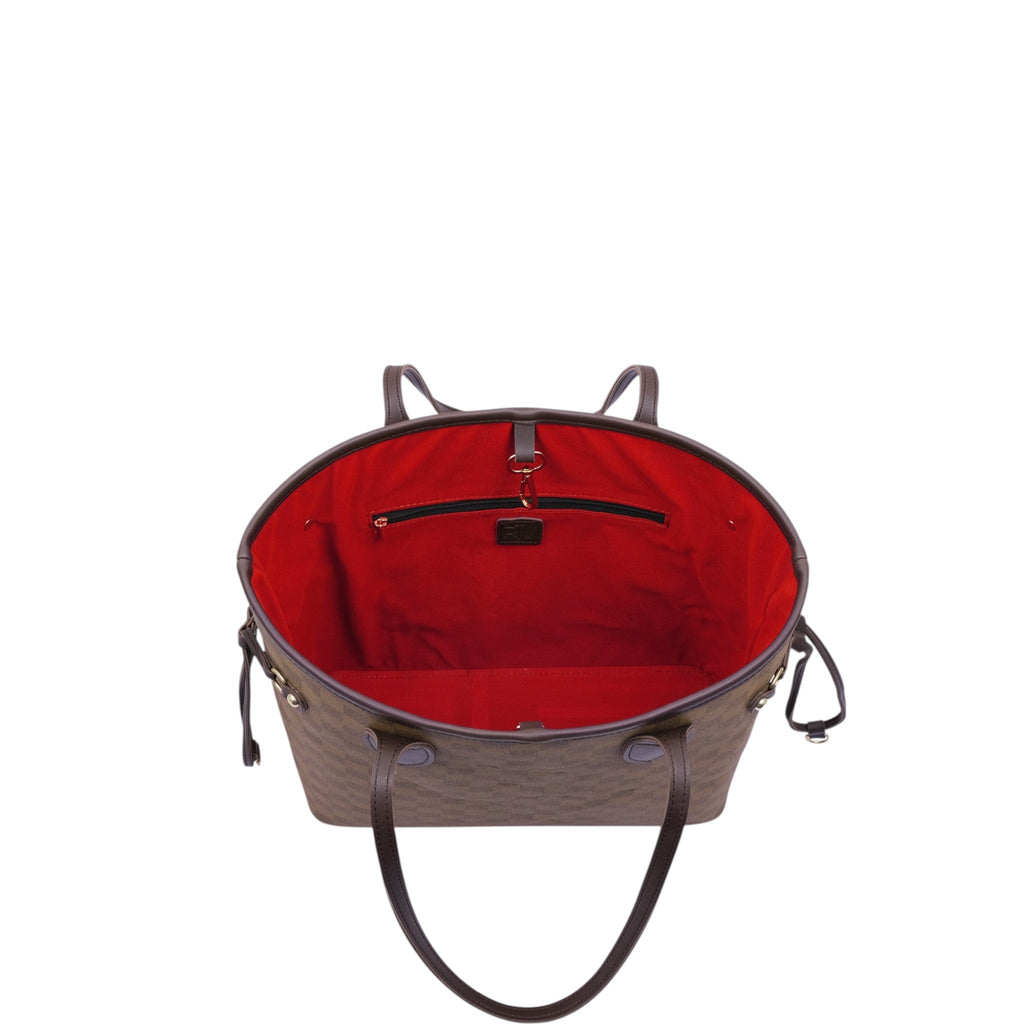 Luxe Crush Brown Checkered Never full Tote Bag With Zipper Pocket