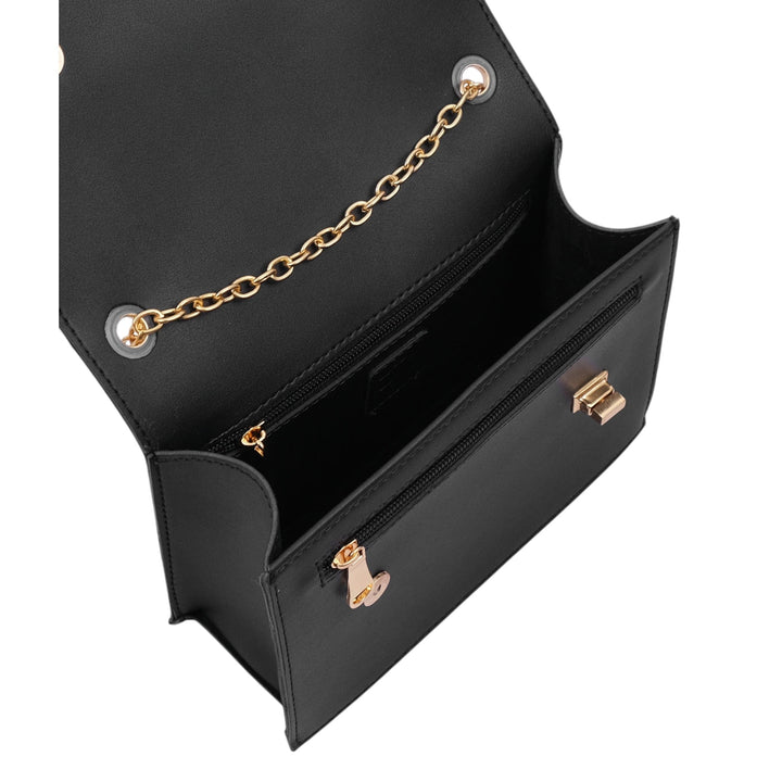 Chain Shoulder Black Bag with Twist Lock