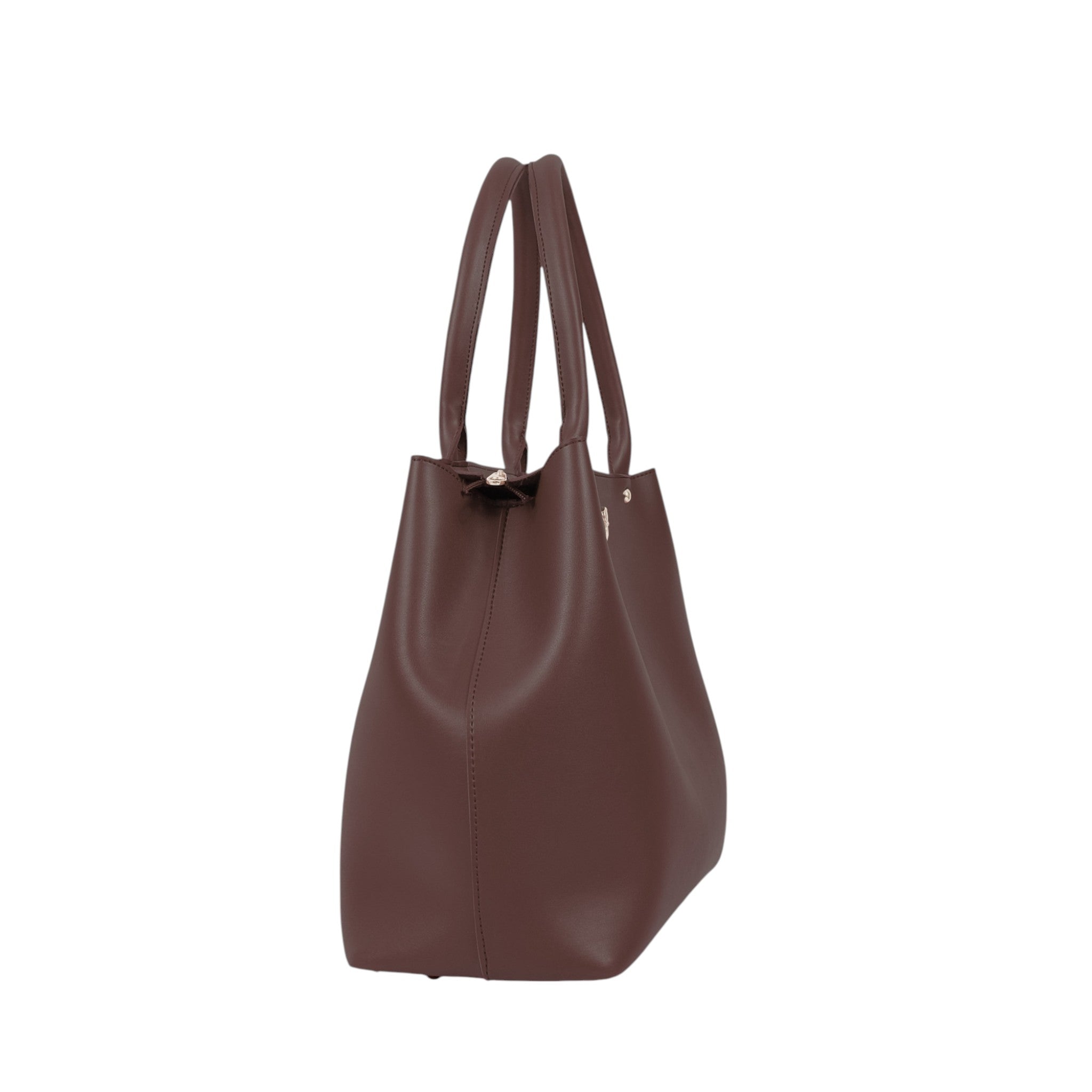 Luxe Crush Dark Brown Zipper With Short Handle Bag