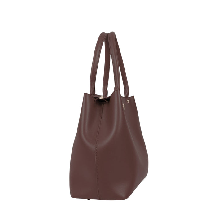 Dark Brown Zipper With Short Handle Bag