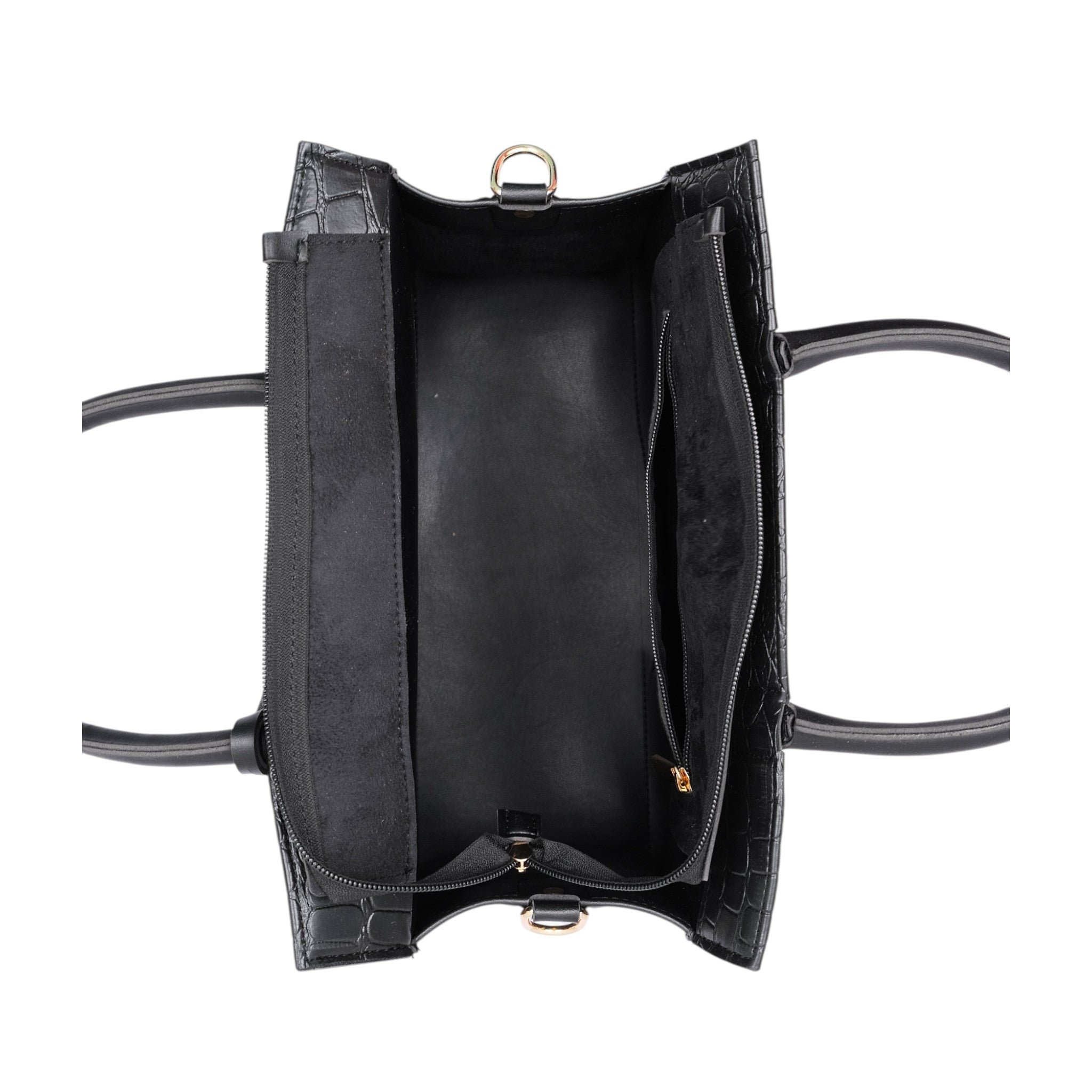 Luxe Crush Black Crocodile With Long Adjustable Handbag