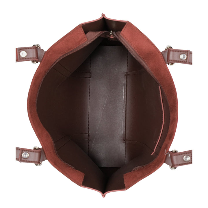 Dark Brown Suede Double-Handle Tote Bag