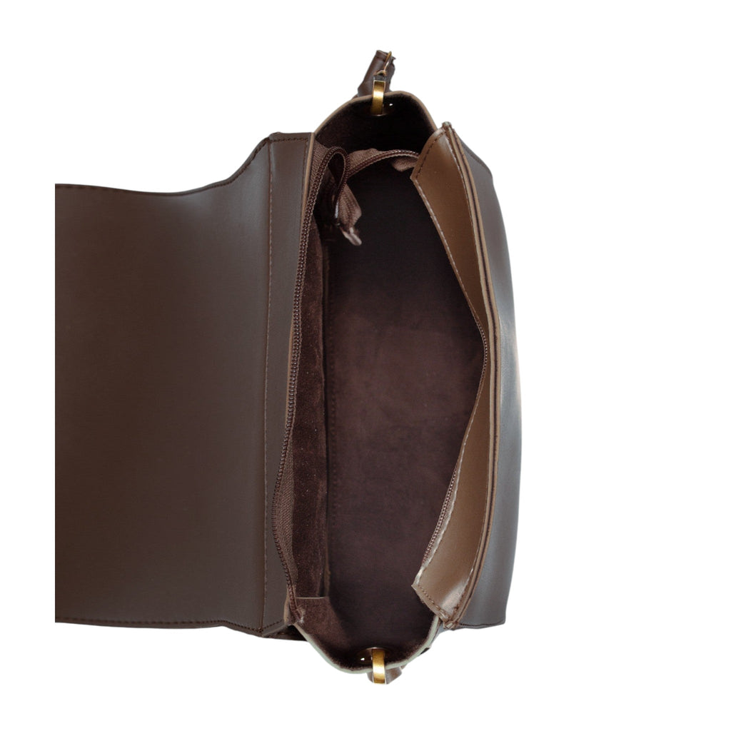 Luxe Crush Dark Brown Fold Over Shoulder Bag