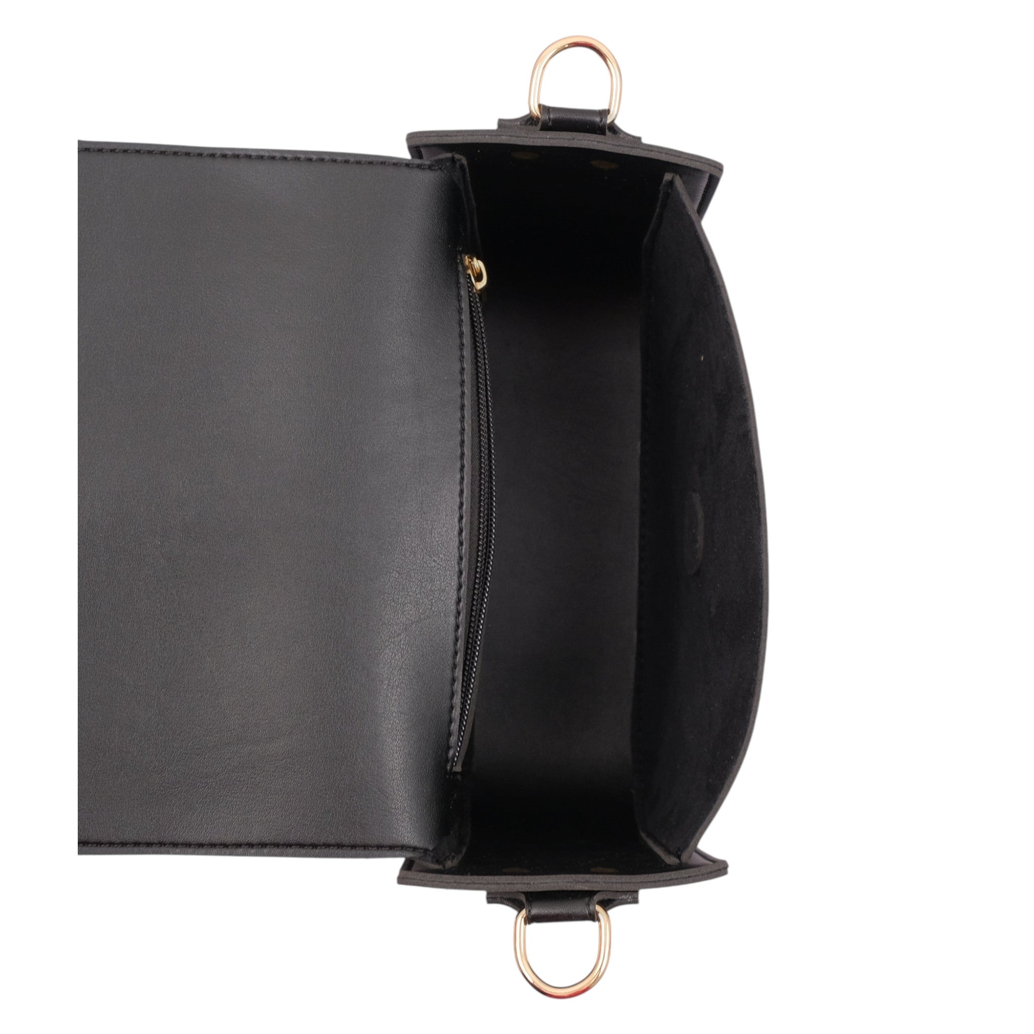 Luxe Crush Black Faux Leather Along With Saddle Buckle Bag