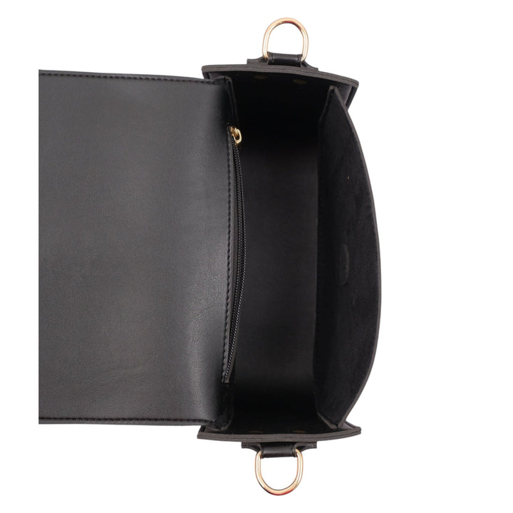 Black Faux Leather Along With Saddle Buckle Bag