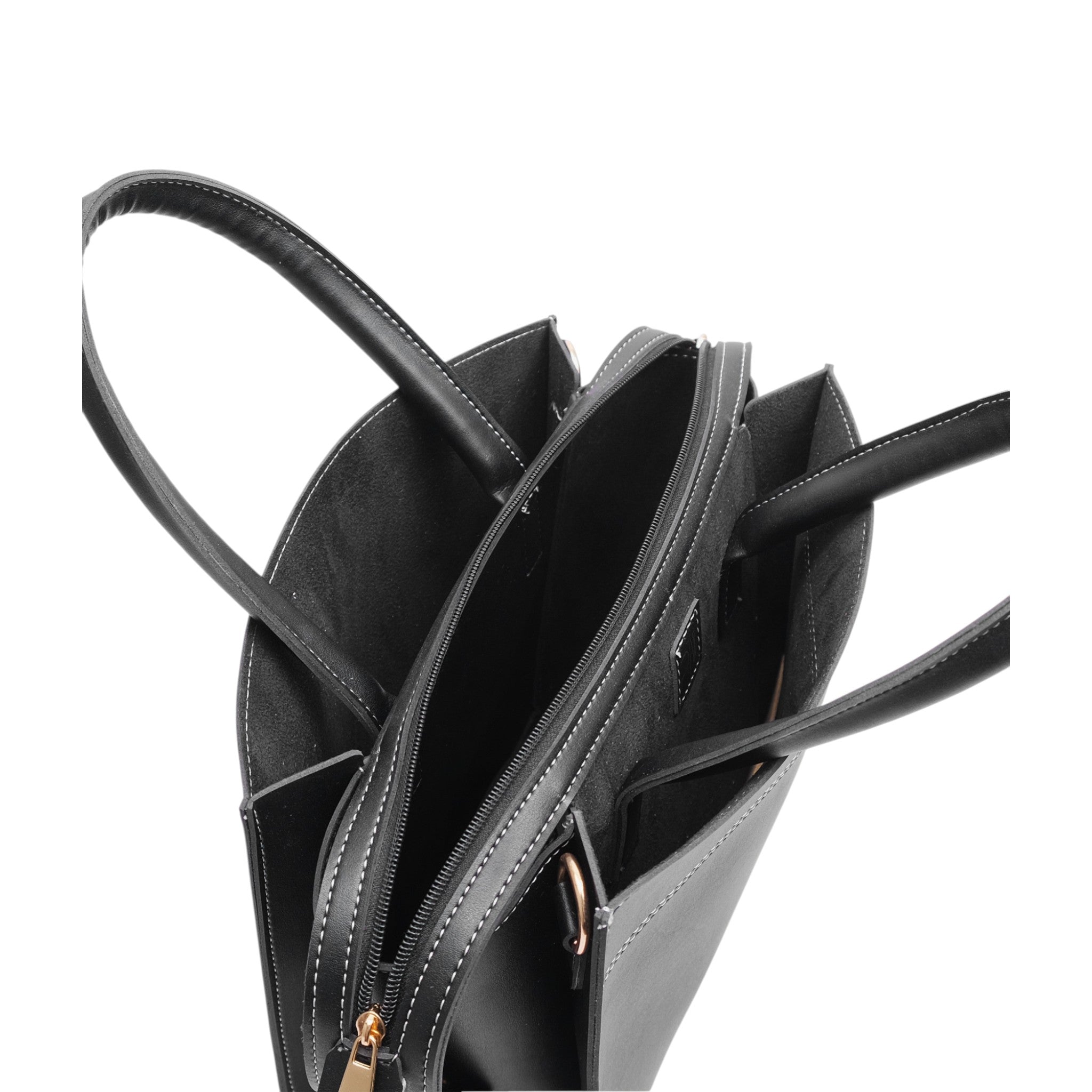 Luxe Crush Black Trapeze Top-Handle Bag