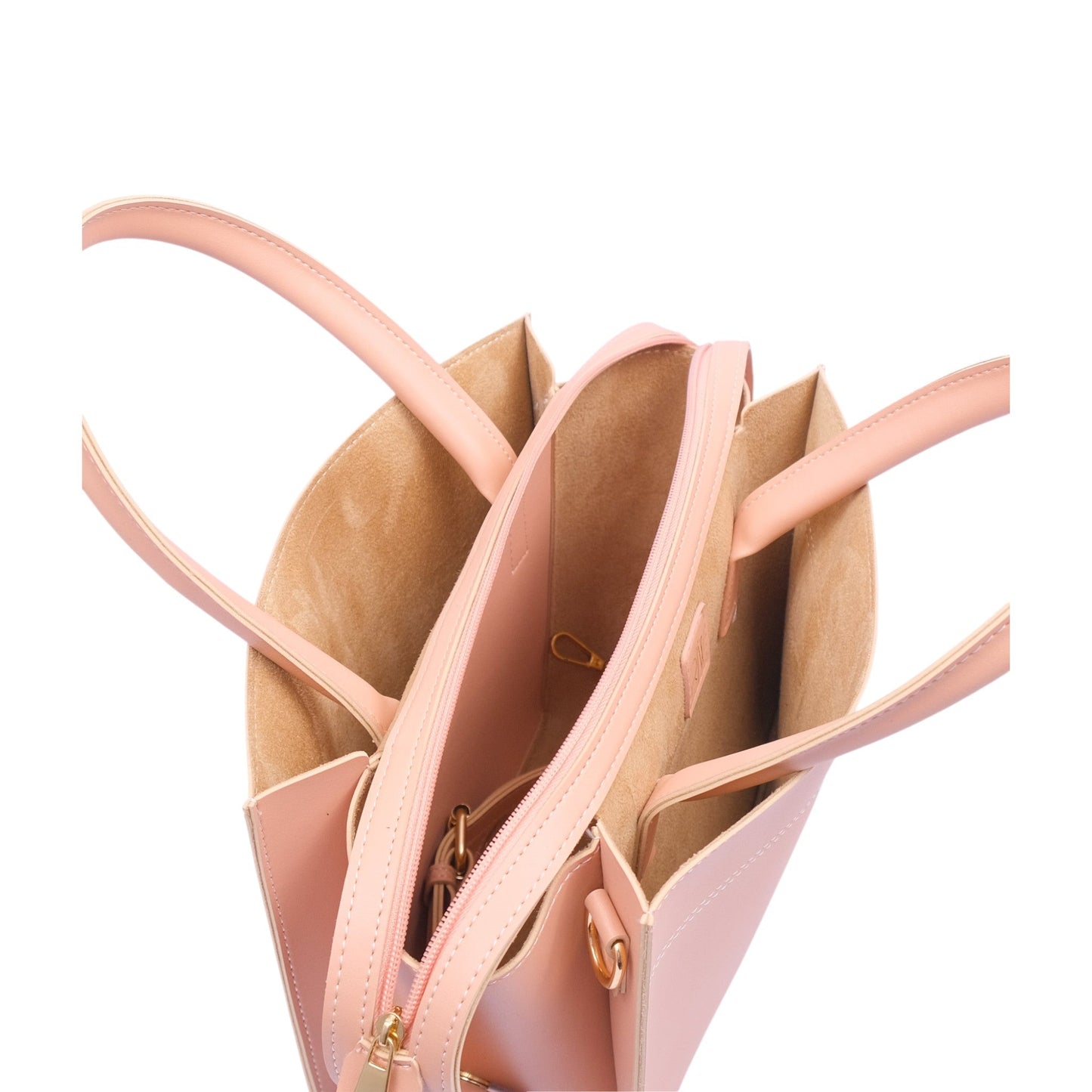 Faux Leather Pink Trapeze Top-Handle Bag