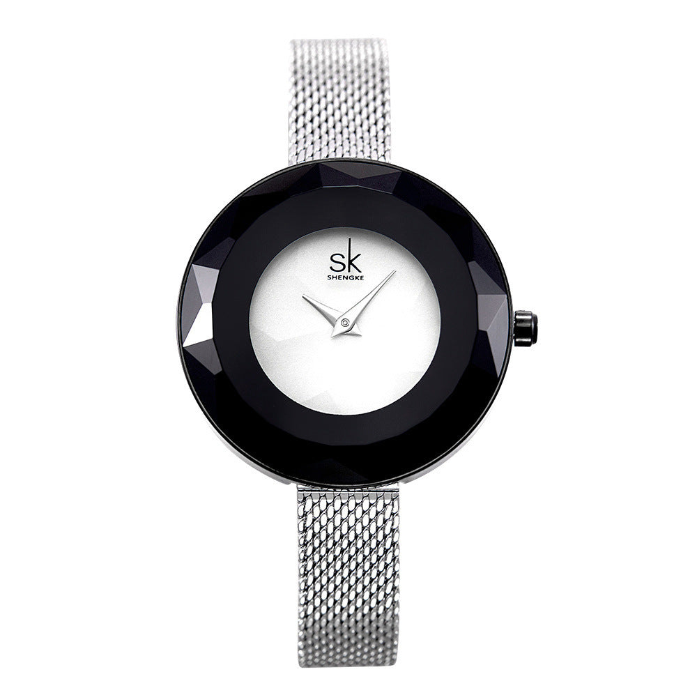 Luxe Crush Lady's New Pattern Glass Simple Mesh Belt Quartz Watch