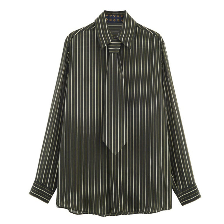 Luxe Crush Lady Striped Tie Shirt