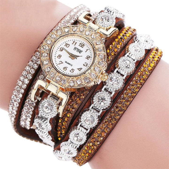 Relogio masculino Women Quartz Women PU Leather Rhineston Bracelet Watches