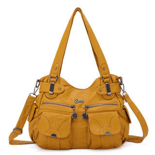 Soft Leather Portable Messenger Bag Crossbody Bags For Women Zipper Pocket