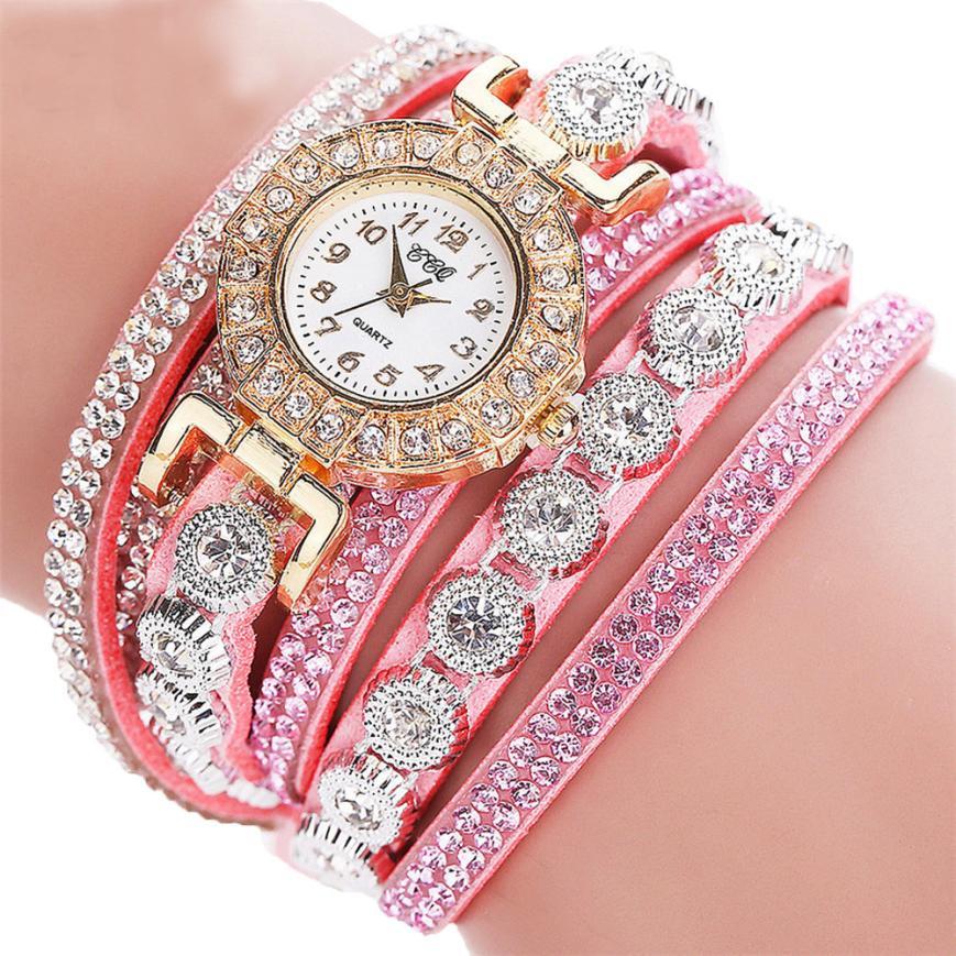 Luxe Crush Relogio masculino Women Quartz Women PU Leather Rhineston Bracelet Watches