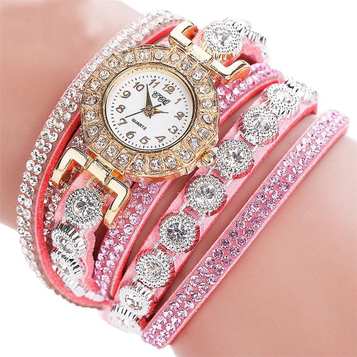 Relogio masculino Women Quartz Women PU Leather Rhineston Bracelet Watches