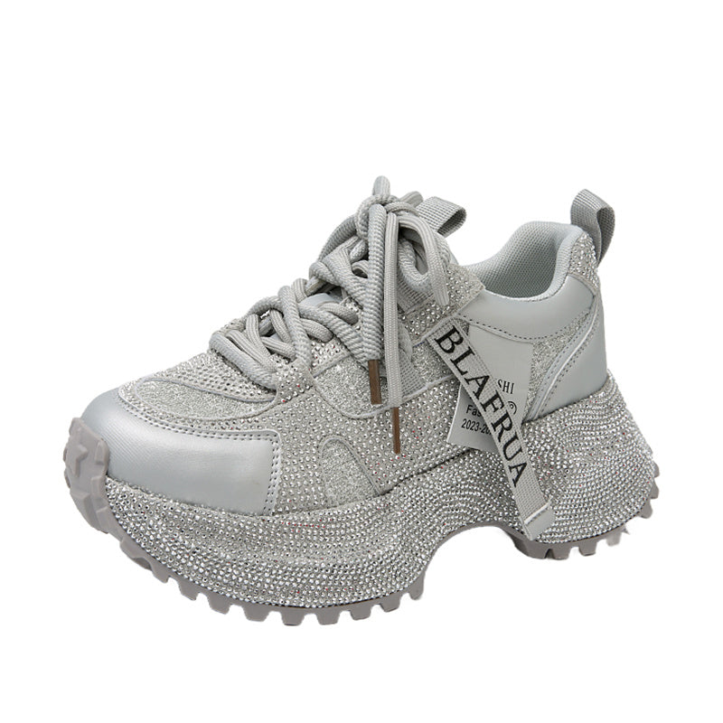 Luxe Crush Shiny Sequin Women's High-top Sneakers With Thick Soles