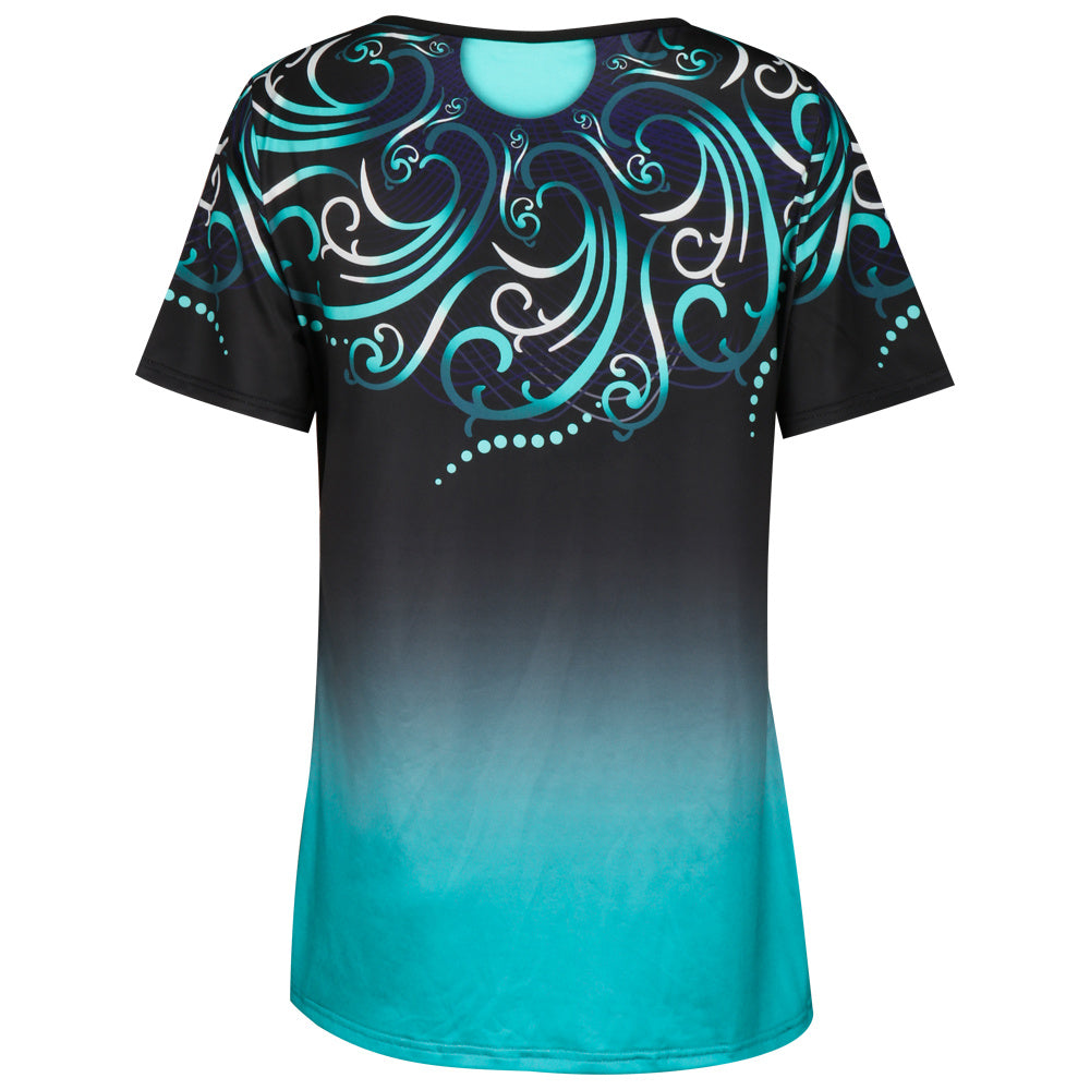 Luxe Crush Round Neck Short Sleeve Button Loose Shirt