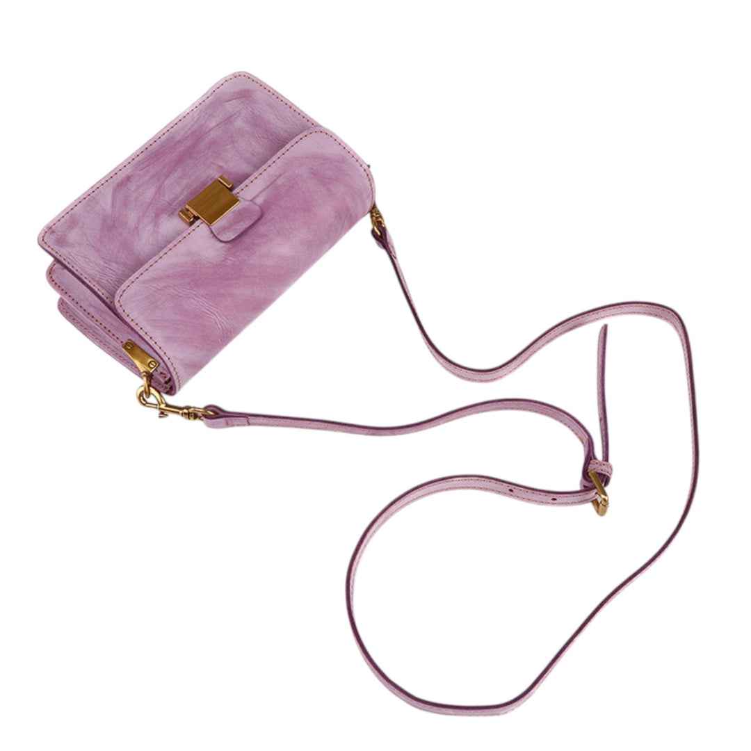 Foggy Wax Leather Retro Small Square Messenger Bag for Women