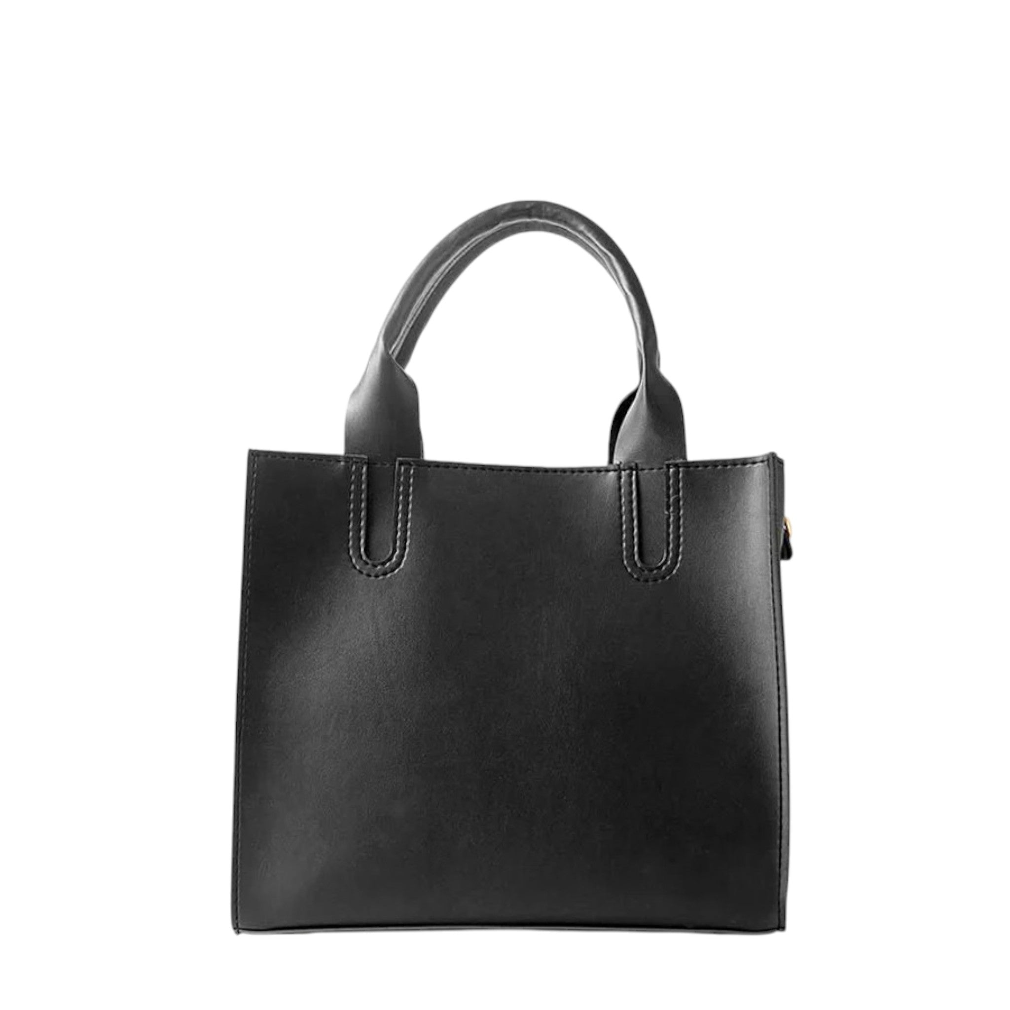 Luxe Crush Leather Service Zip Closure Black Bag