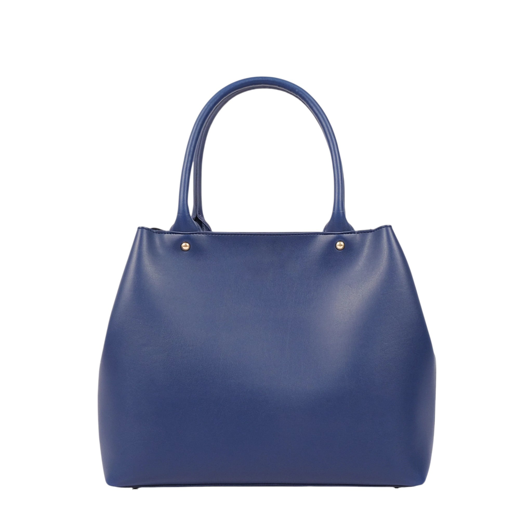 Luxe Crush Faux Leather Blue Zipper Tote Bag with Strap