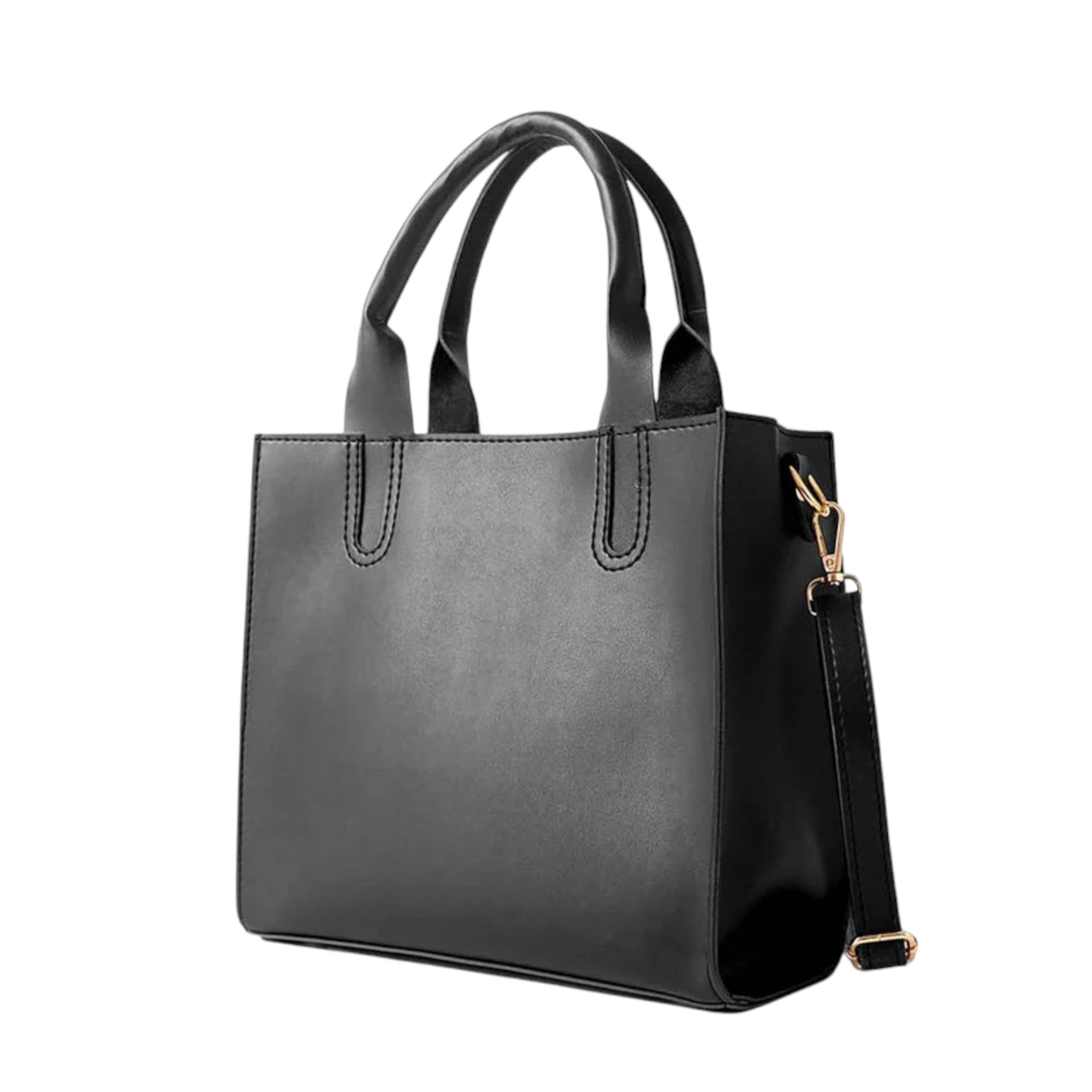 Luxe Crush Leather Service Zip Closure Black Bag