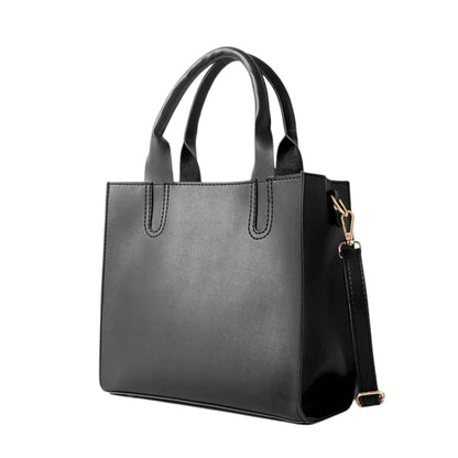 Leather Service Zip Closure Black Bag