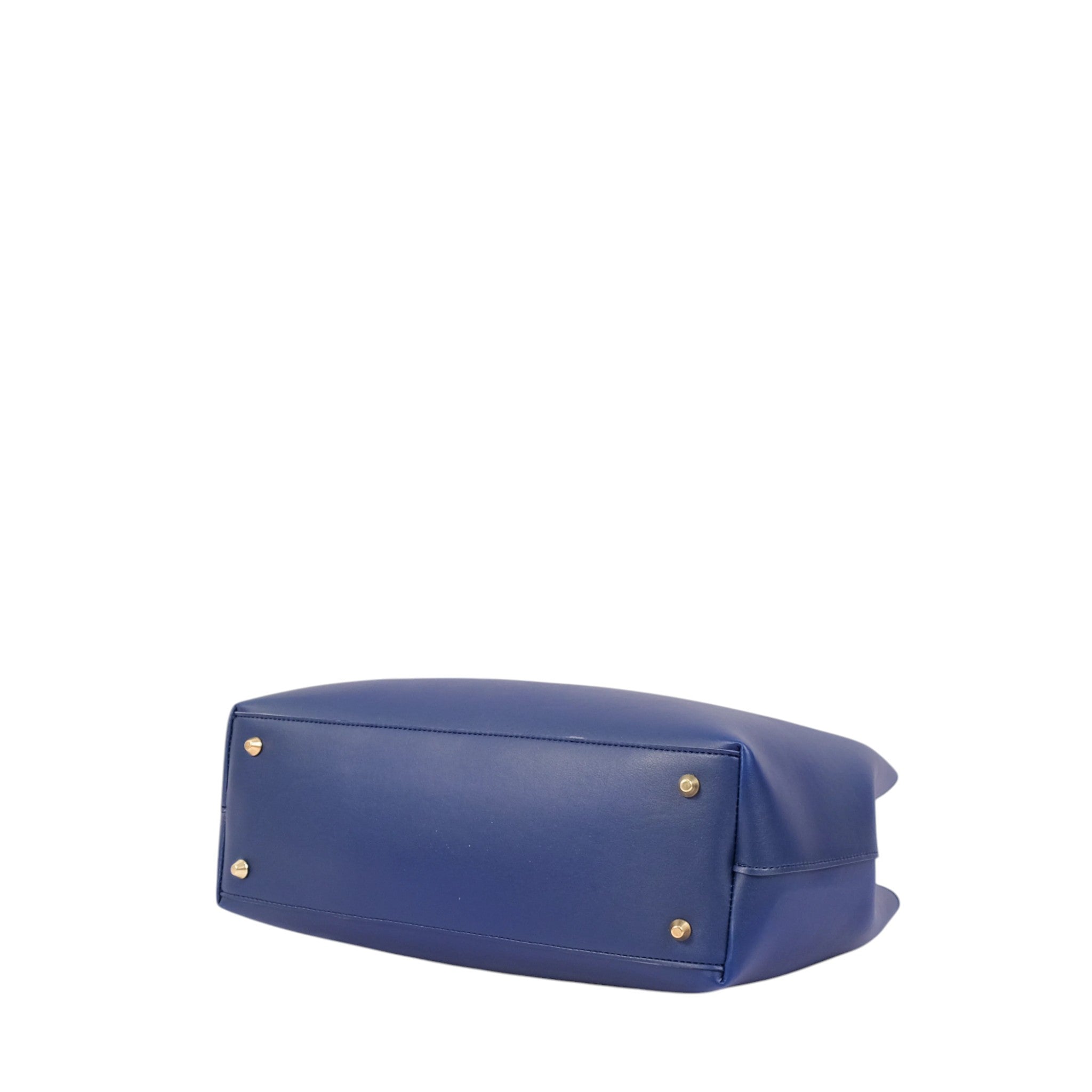 Luxe Crush Faux Leather Blue Zipper Tote Bag with Strap