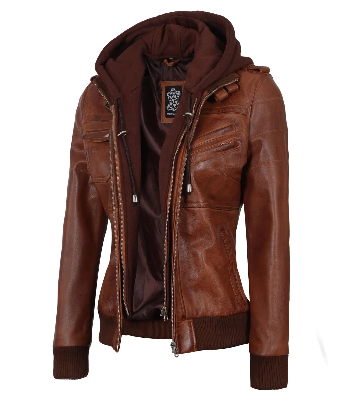 Blingsoul Hoodie Leather Jackets for Women