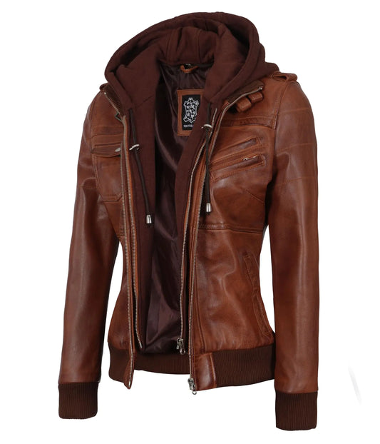 Blingsoul Hoodie Leather Jackets for Women