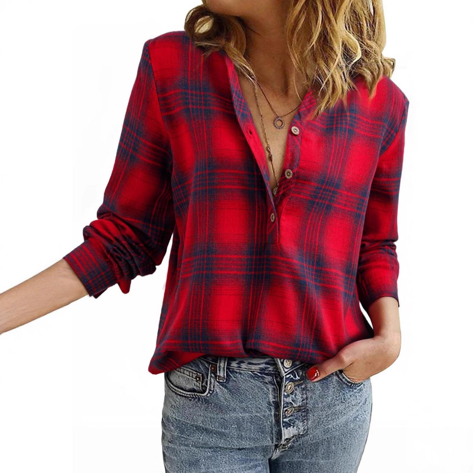 Luxe Crush Casual Plaid Shirt For Women