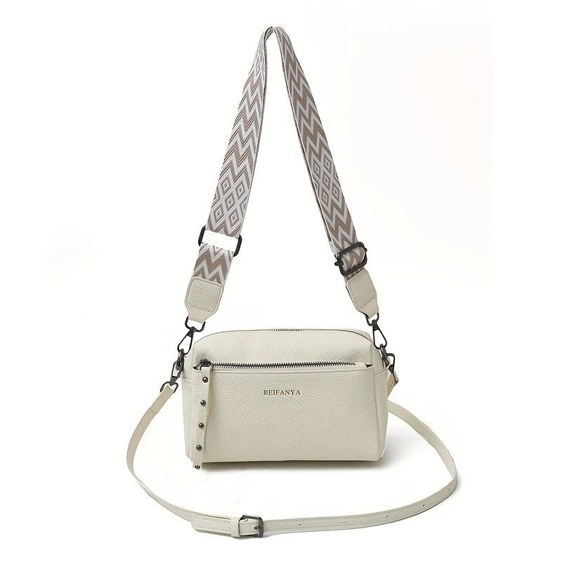 Women's Adjustable Crossbody Bag, Minimalist Design Bag With Zipper Closure