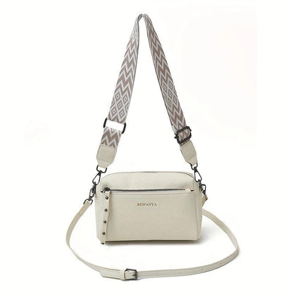 Women's Adjustable Crossbody Bag, Minimalist Design Bag With Zipper Closure