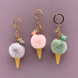 Cute Ice Cream Key Chain Plush Pendant for Bags
