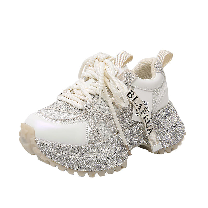 Luxe Crush Shiny Sequin Women's High-top Sneakers With Thick Soles