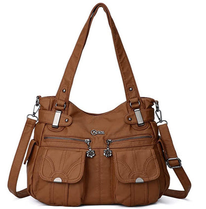 Soft Leather Portable Messenger Bag Crossbody Bags For Women Zipper Pocket